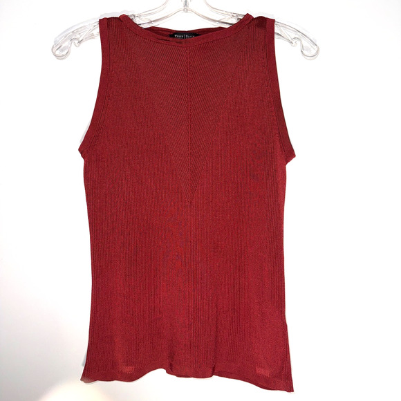 WHBM Women's Sleeveless Ribbed Sweater Rust Tank Size M Preppy Classic Luxury - Picture 1 of 7